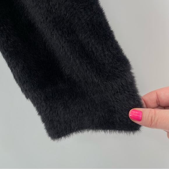 Free People Grunge Boho Moonbeam 3/4 Puff Sleeve Pullover Cropped Sweater Black - Picture 10 of 16